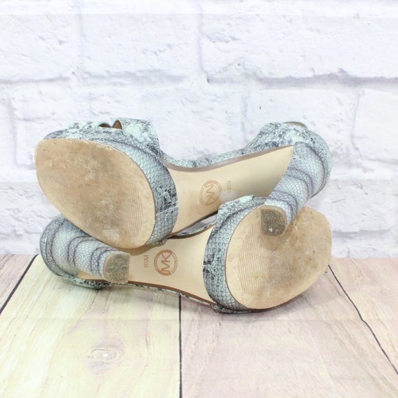 Michael Kors Divia Gray Snakeskin Leather Platfrom Heel Sandals 6.5 M - Picture 9 of 9